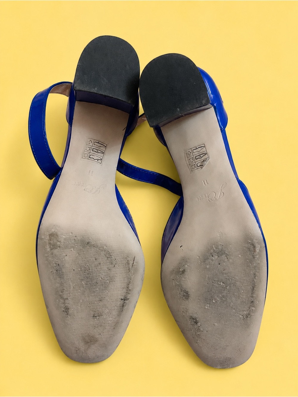 J. Crew Cobalt Blue Patent Block Heel Pumps Wide SIZE 11 - Picture 2 of 2